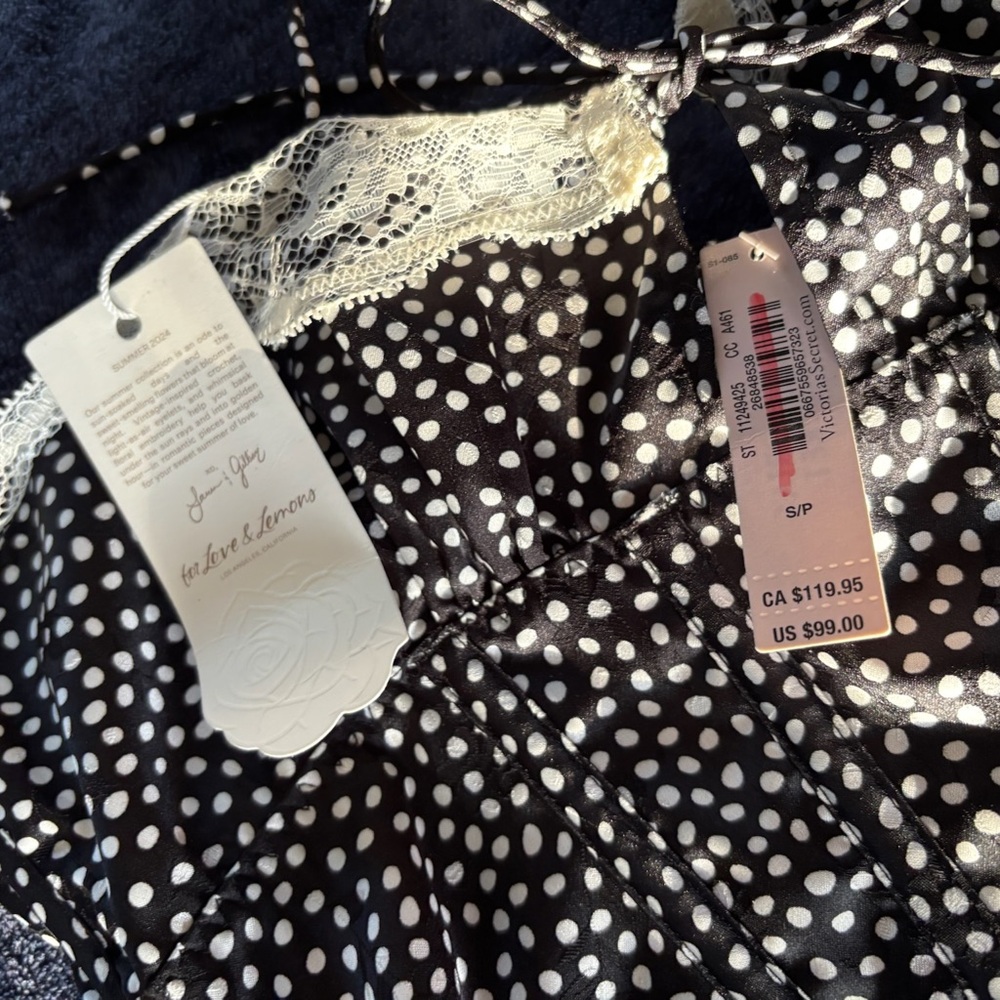 Victoria's Secret Black and White Embellished Bustier Swim Crop Top - Picture 4 of 4